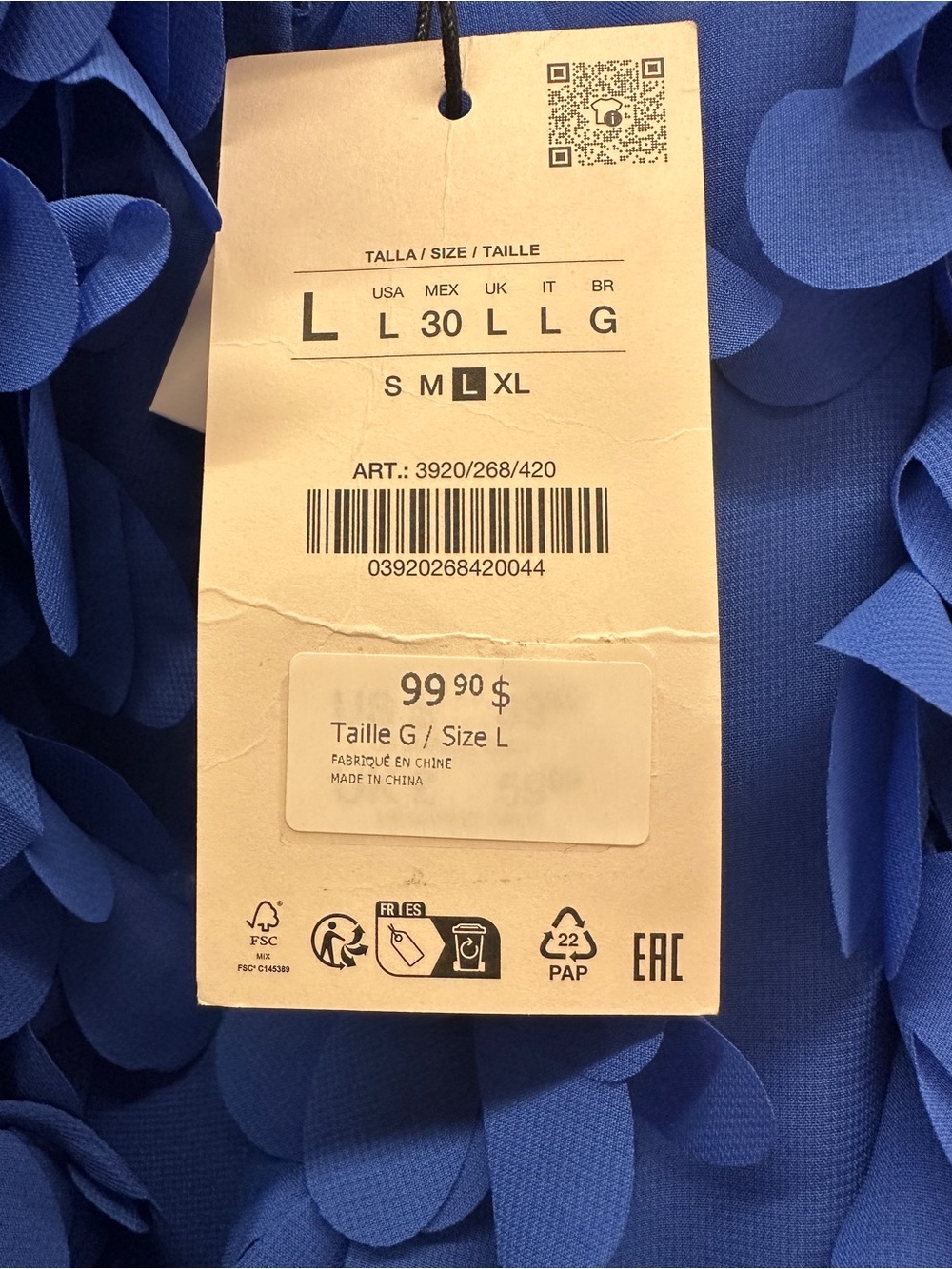NWT Zara Women’s Royal Blue Floral Petal Jacket - Picture 4 of 4